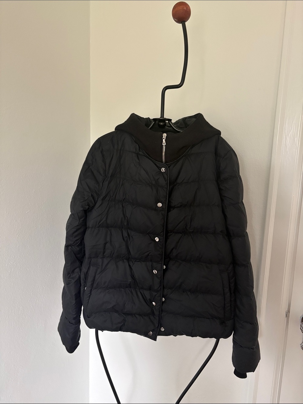 Lightweight Black Quilted Hooded Puffer Jacket